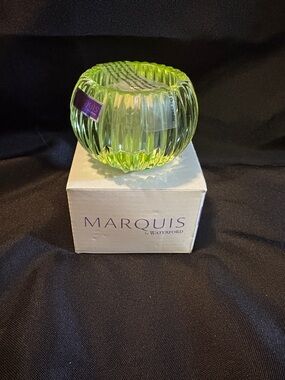 Marquis by Waterford Lime Green Ribbed Glass Votive Holder